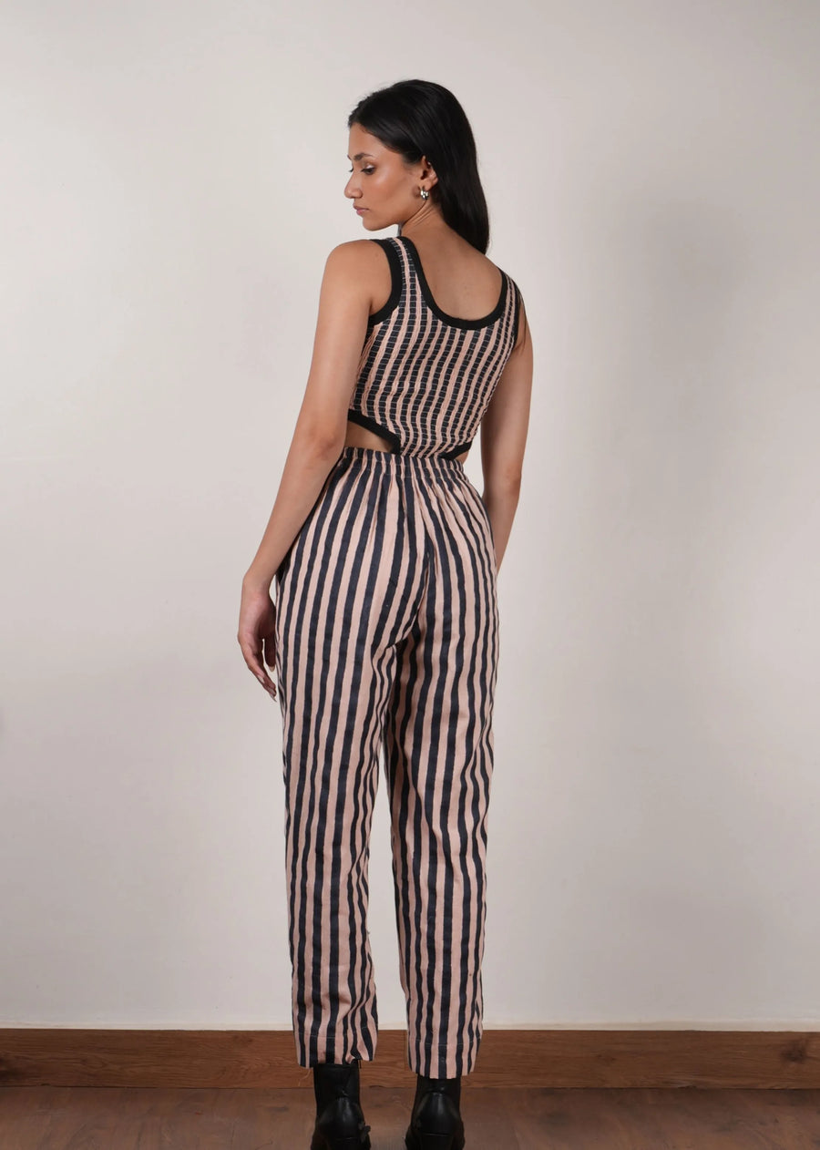 Pink with Charcoal Block Printed SE Pants