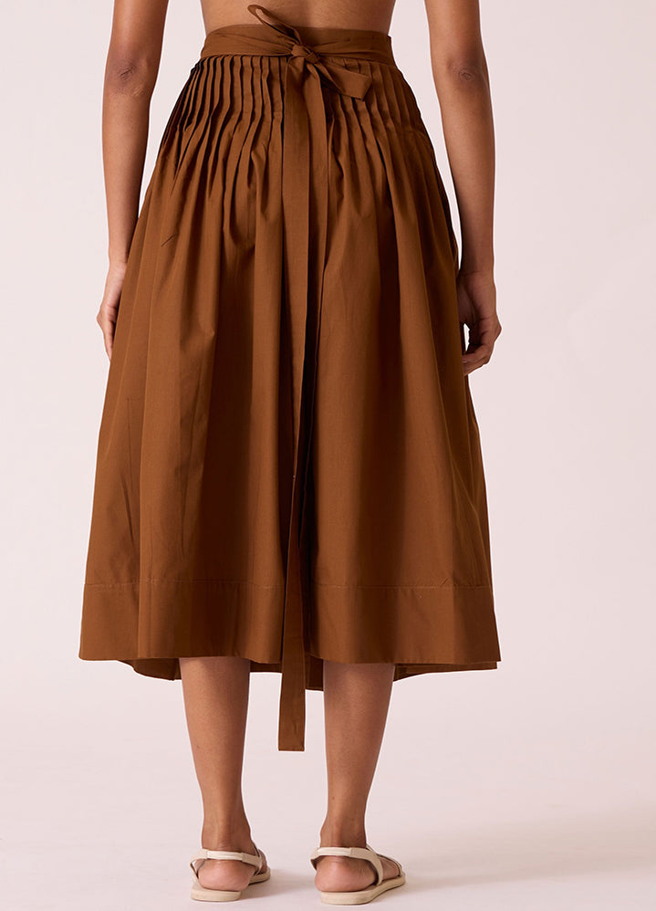 Tereza Brown Pleated Wrap Skirt