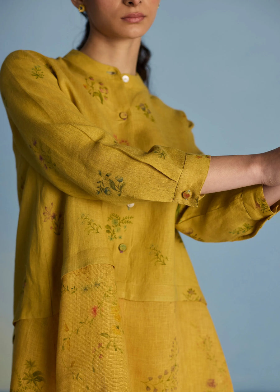 Leina A- Line Linen Co-Ord Set-Ochre