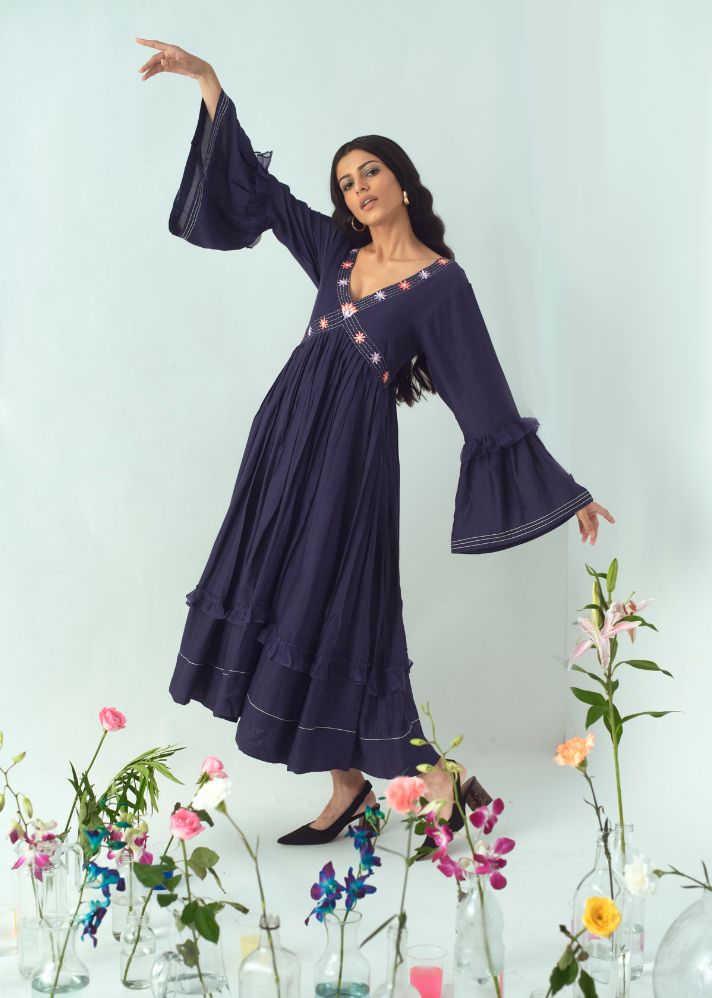 Boho Vibes Dress In Cotton Silk & Silk Organza