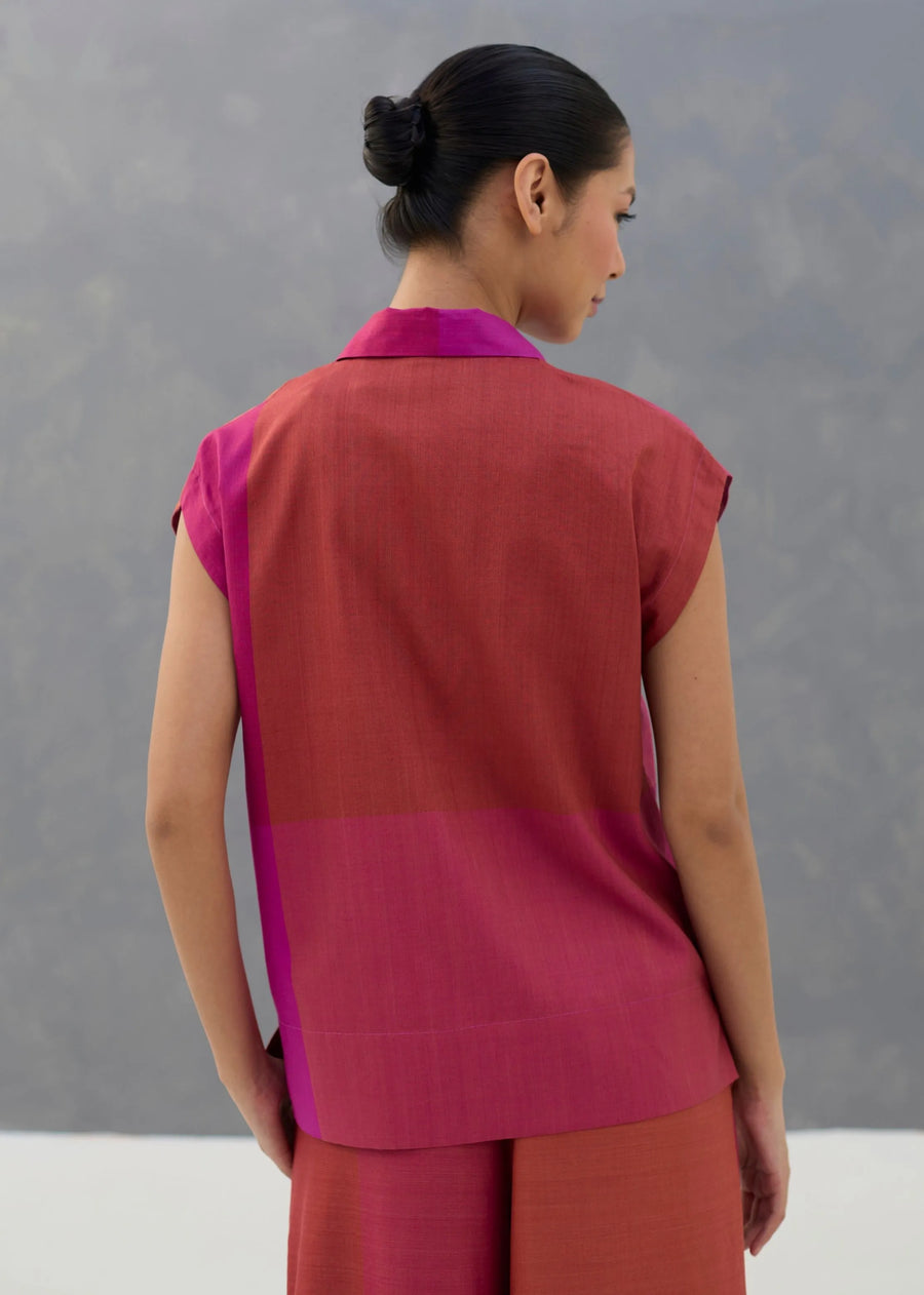 Aana Cap-Sleeve Eri Silk Shirt - Rose