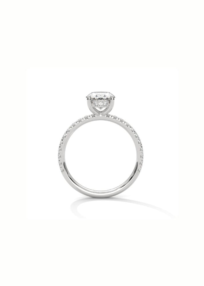 Oval Cut Solitaire Ring With 34 Diamonds-Cat0138