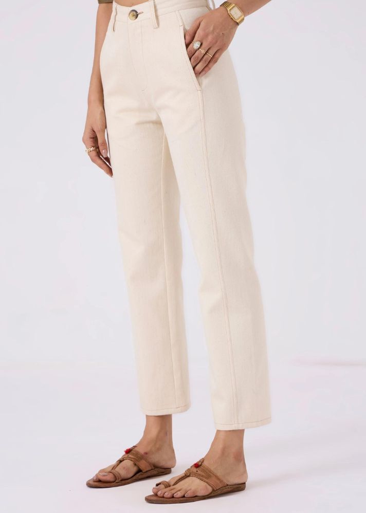 Diane High Rise Straight Fit Khadi Denim