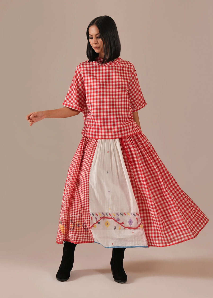 A Model Wearing Multicolor Pure Cotton Ruby Tide Co-Ord Set, curated by Only Ethikal