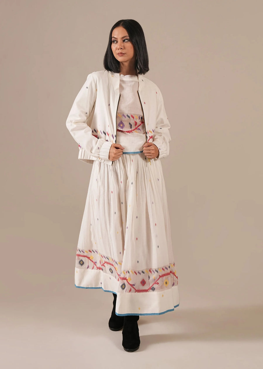 A Model Wearing Off White Pure Cotton Pearl Cloud Co-Ord Set, curated by Only Ethikal