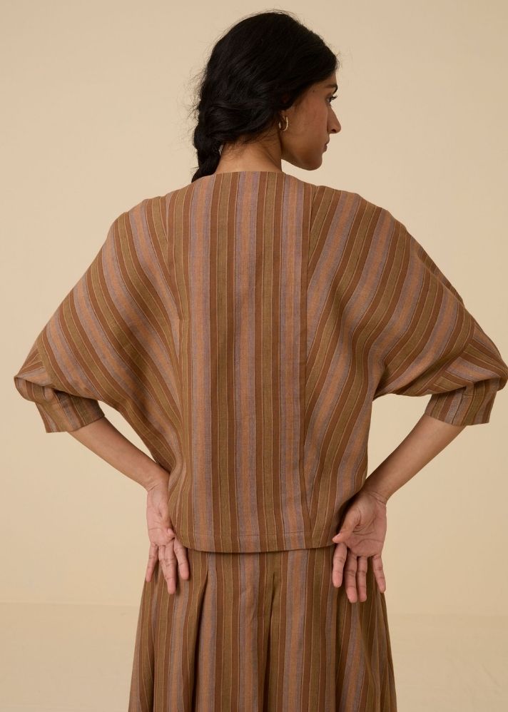 Faizaan Brown Stripe Top