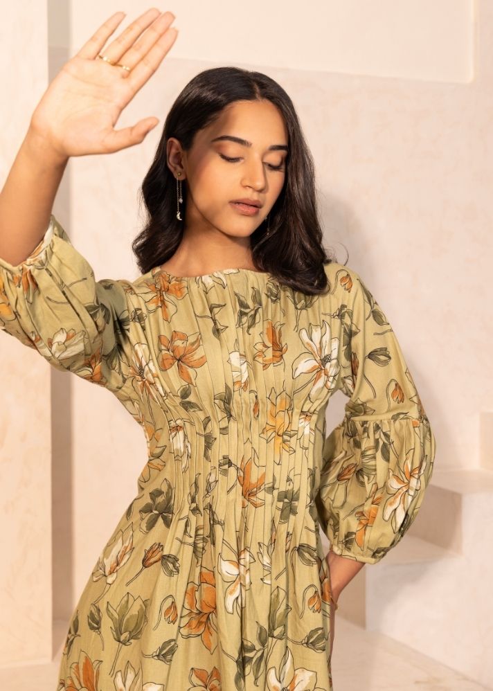A Model Wearing Multicolor Organic Cotton Oyster Dress Multicolor, curated by Only Ethikal