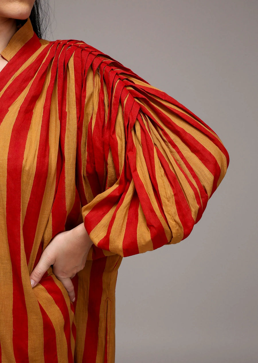 Tan-Brown Red Striped Baha Tunic