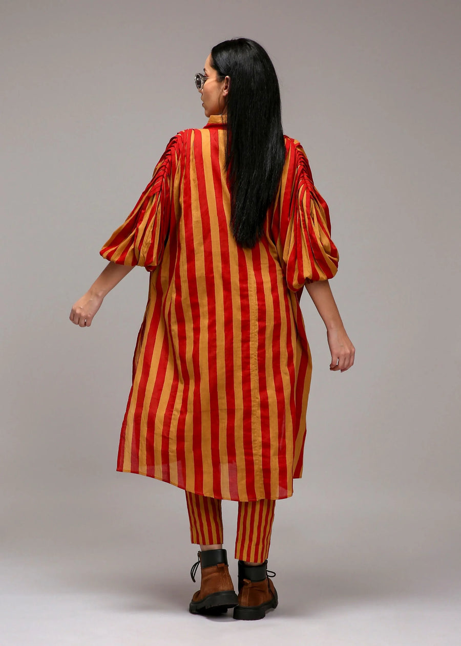 Tan-Brown Red Striped Baha Tunic