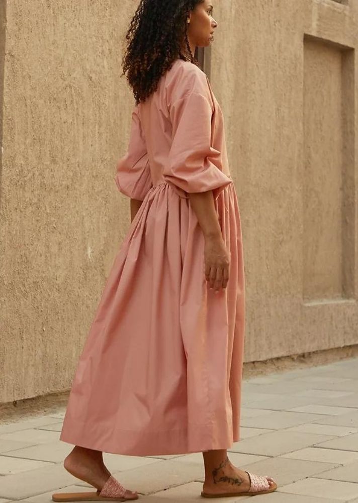 A Model Wearing Pink Organic Cotton Aali Dress, curated by Only Ethikal