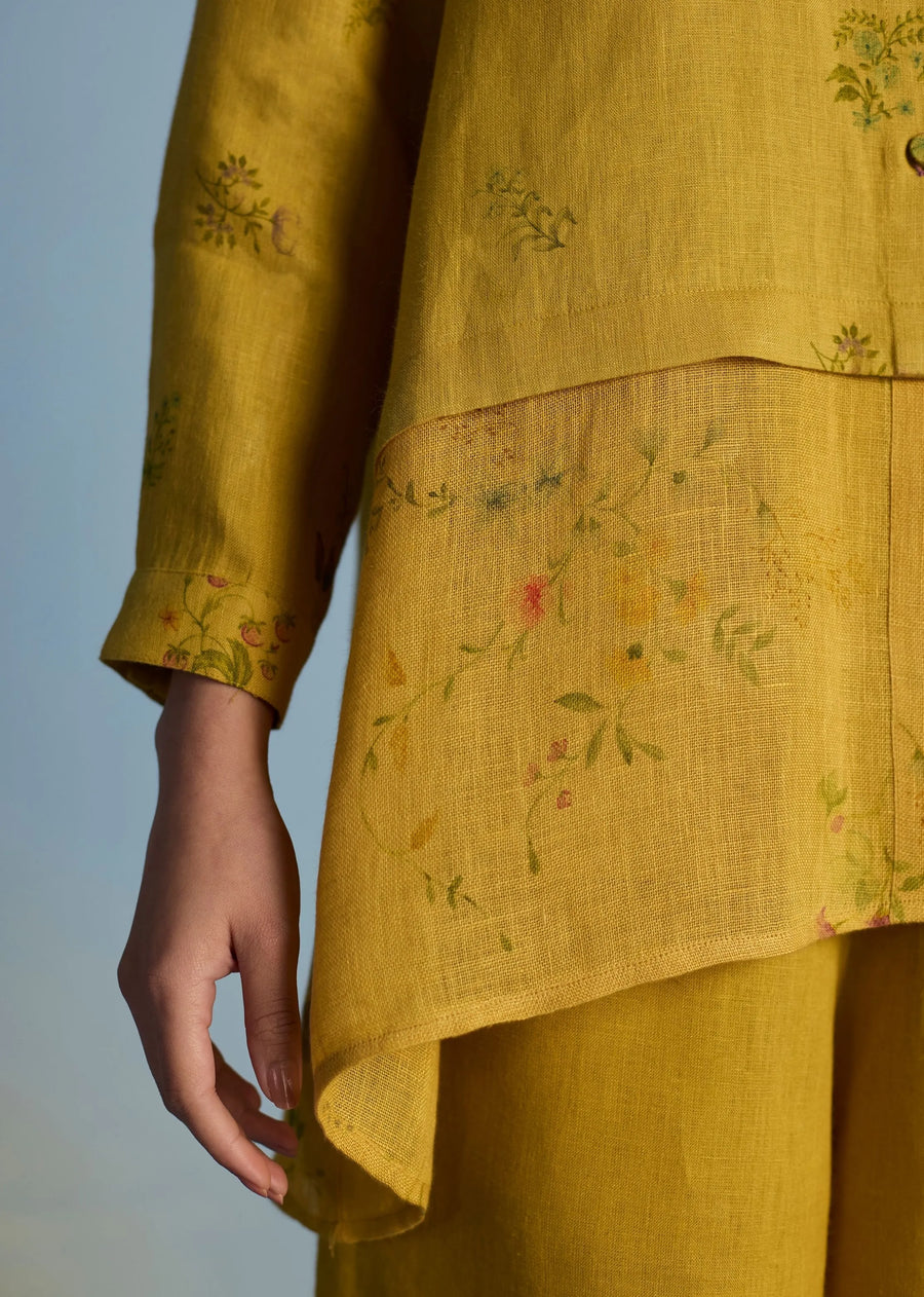 Leina A- Line Linen Co-Ord Set-Ochre