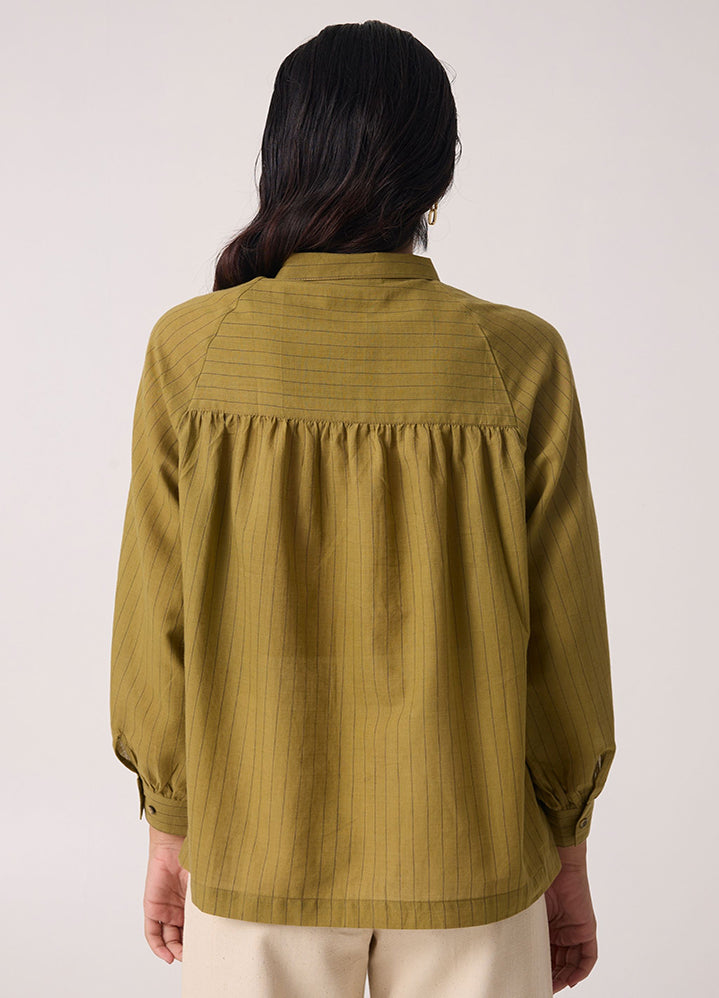 Yeji Olive Handwoven Cotton Shirt