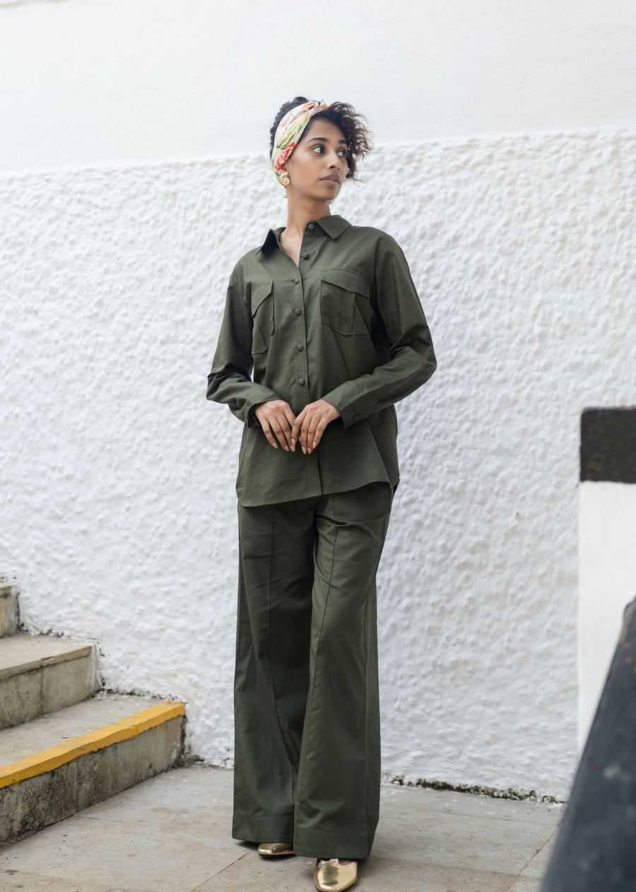 Green Roma Shirt Co-ord Set- RA/SS/45