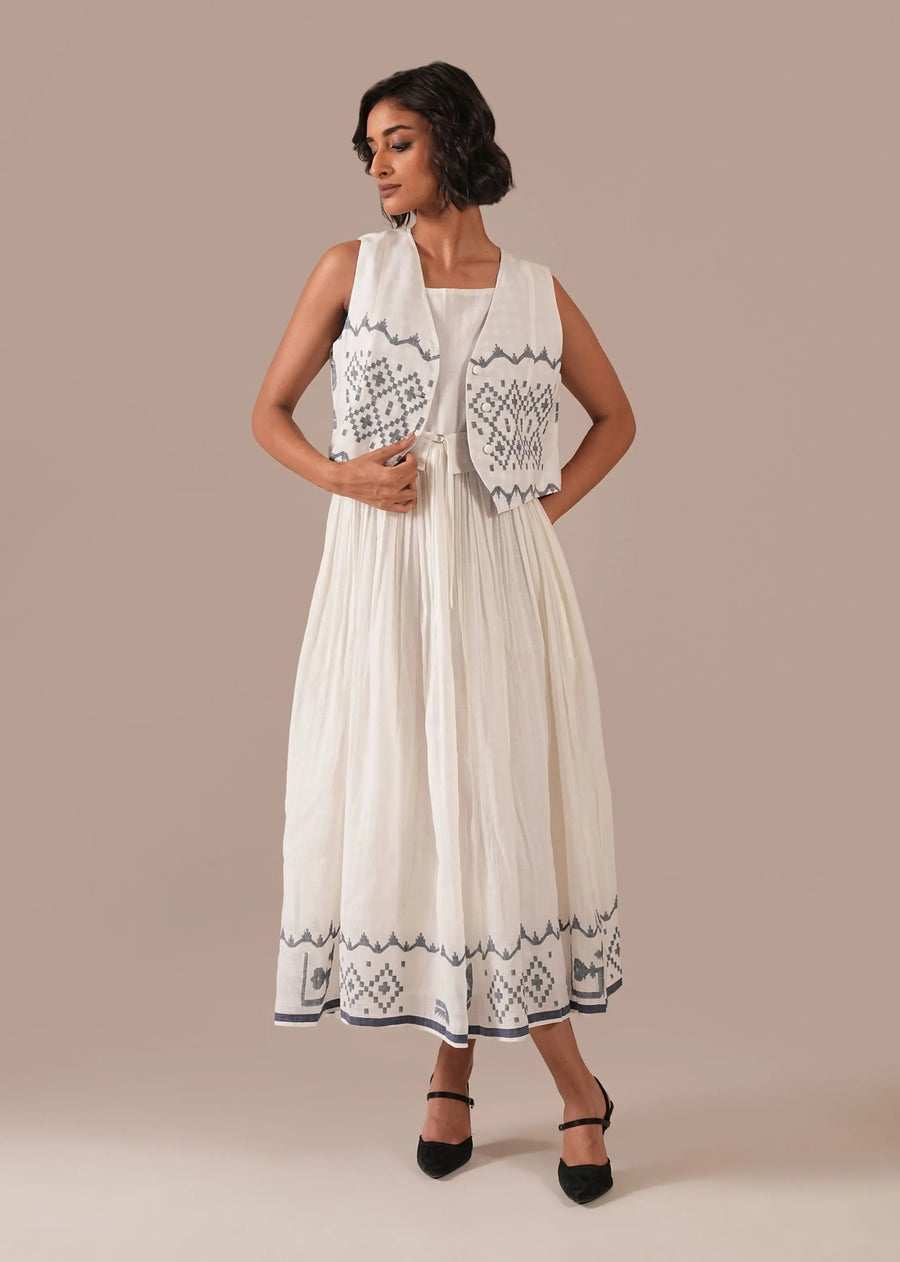 A Model Wearing Multicolor Pure Cotton Snowflake Drift Co-Ord Set, curated by Only Ethikal