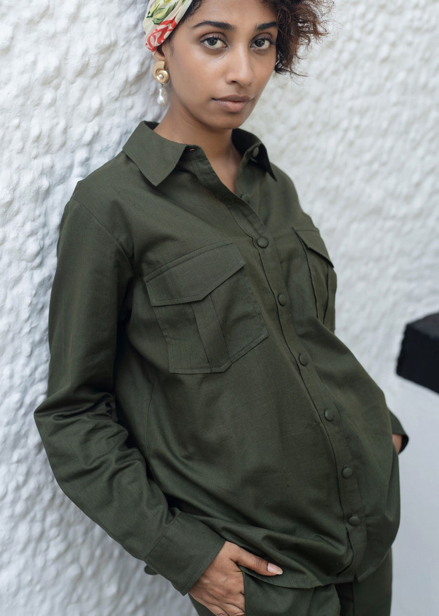 Green Roma Shirt Co-ord Set- RA/SS/45