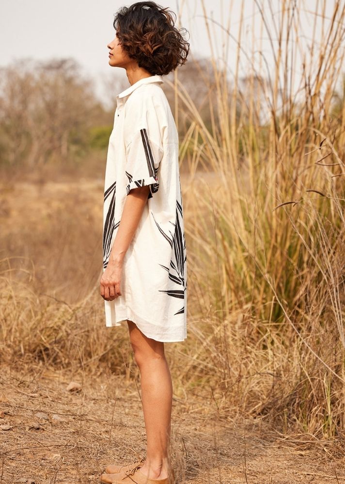 A Model Wearing Multicolor,Cotton Mul Eclat Shirt,dress curated by Only Ethikal