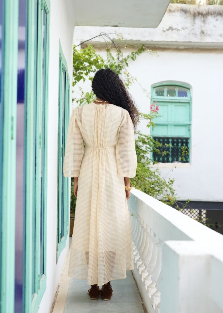 Ready To Ship- White Shringara Gold Maxi Dress-Ra/Fe/03