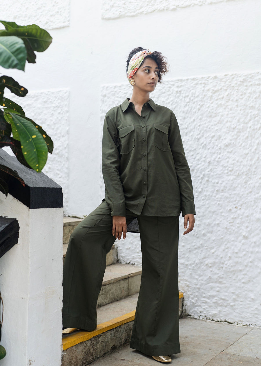 Green Roma Shirt Co-ord Set- RA/SS/45
