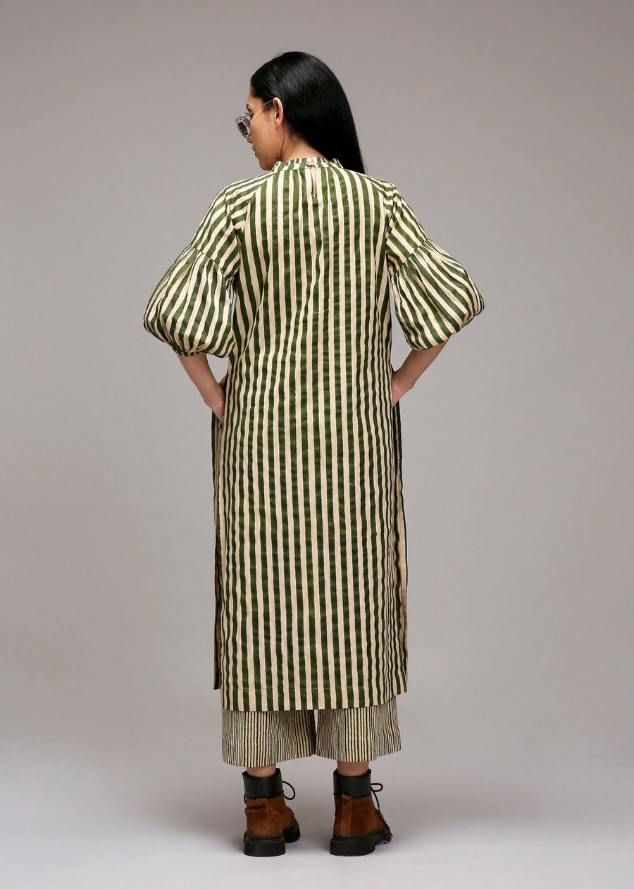 Egg-Shell Green Striped Big Joker Tunic