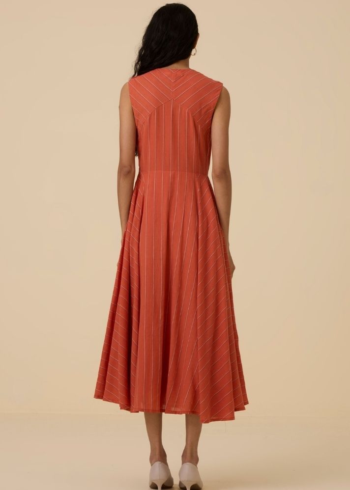 Valentino Orange Cotton Midi Dress