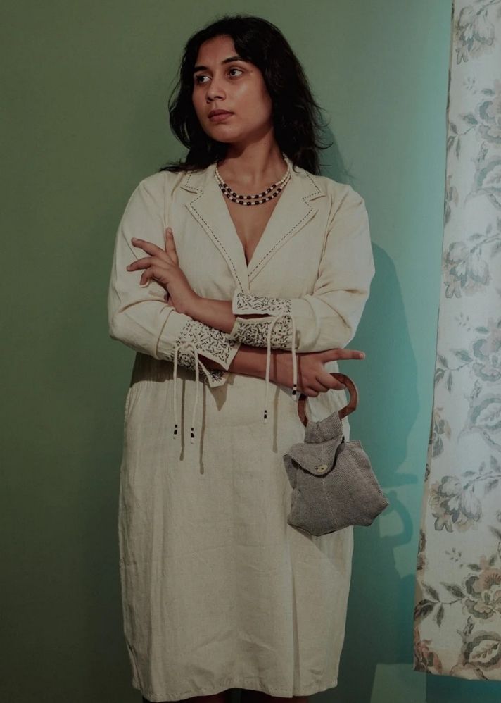 A Model Wearing White Pure Cotton Sonder Day Dress, curated by Only Ethikal