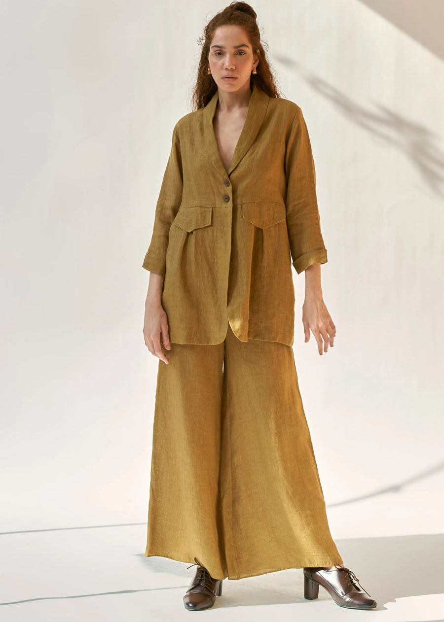 A Model Wearing Multicolor LINEN My Fav Set, curated by Only Ethikal