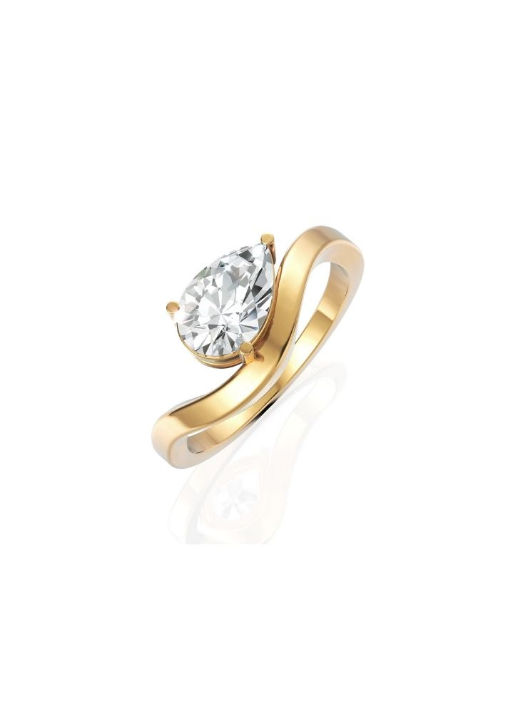 Product image of Yellow Gold, White Gold, Rose Gold 18K gold set with Etically Lab Grown Diamonds Pear Cut Curvy Ring, curated by Only Ethikal