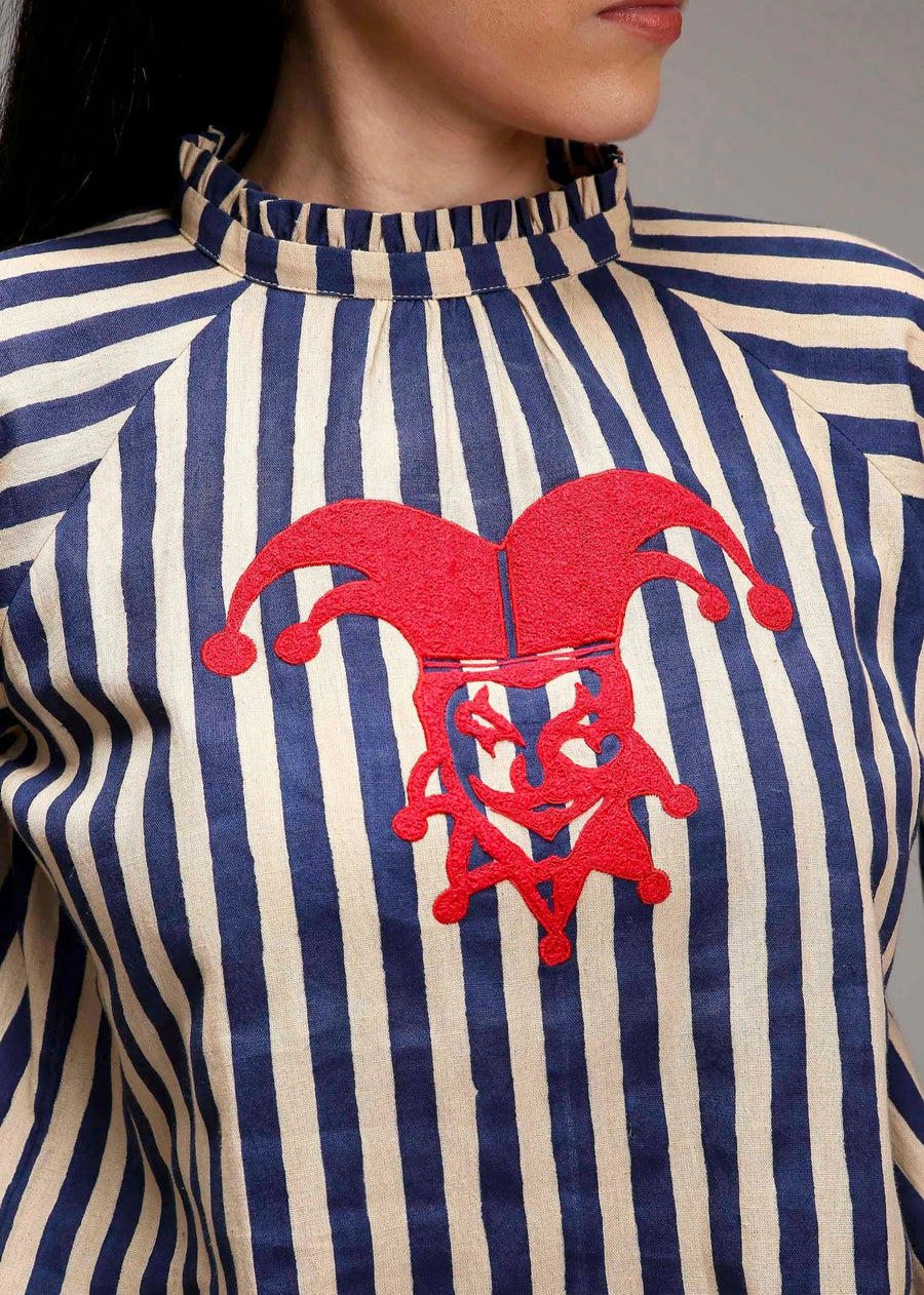 Egg-Shell Blue Striped Big Joker Tunic