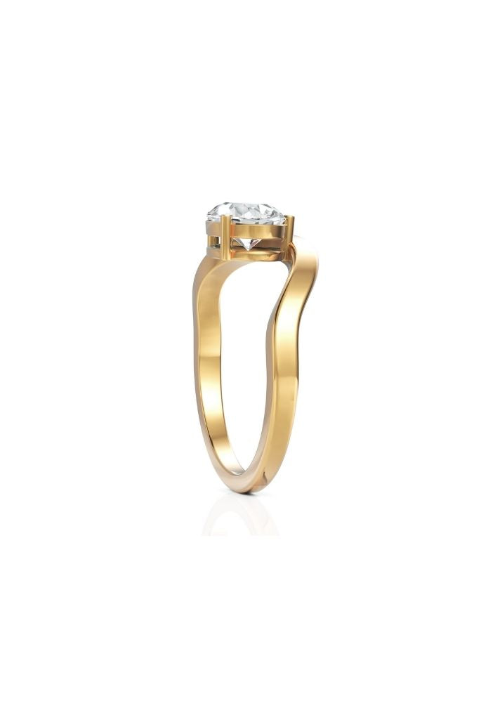 Product image of Yellow Gold, White Gold, Rose Gold 18K gold set with Etically Lab Grown Diamonds Pear Cut Curvy Ring, curated by Only Ethikal