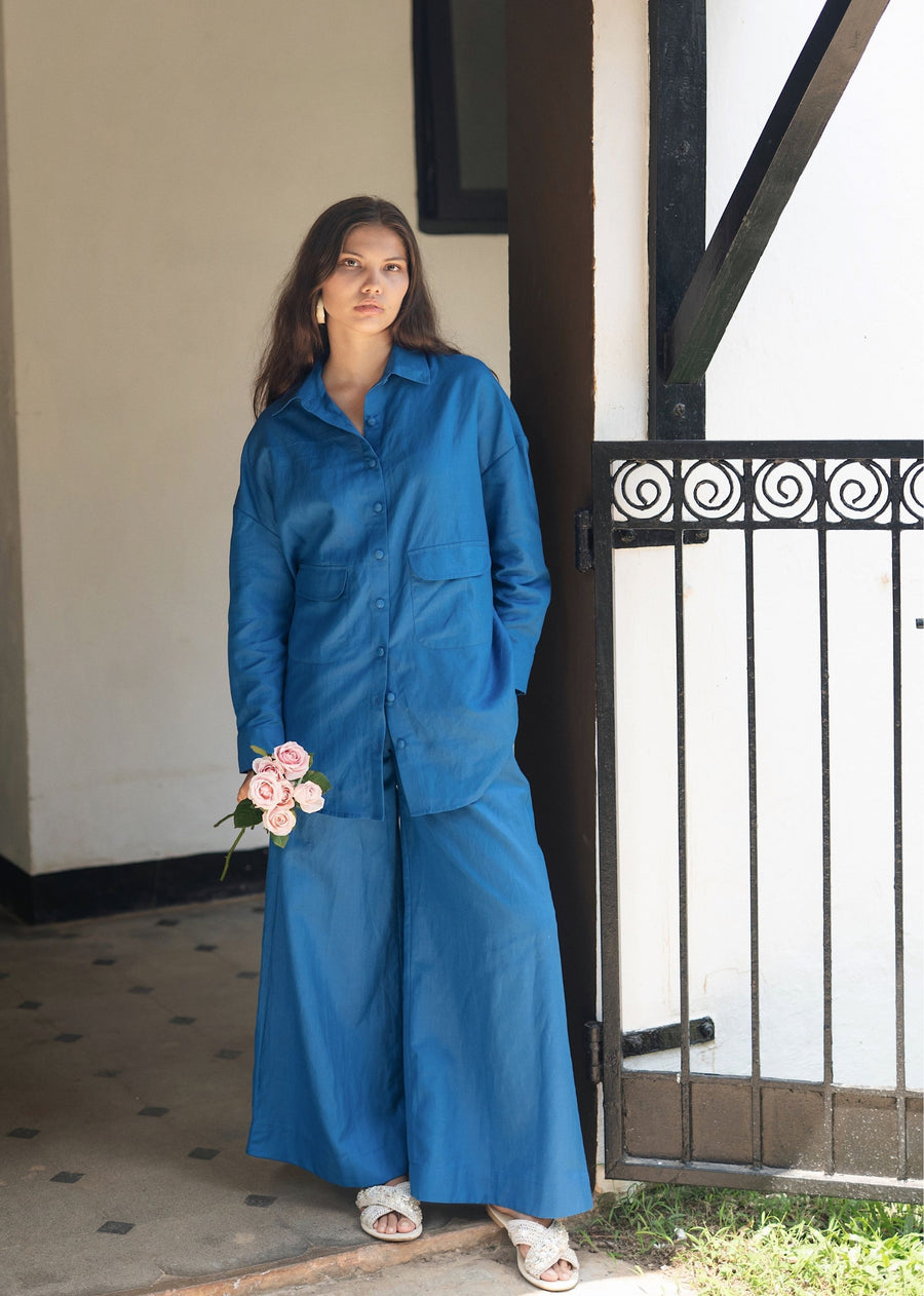 Blue Korea Shirt Co-ord Set- RA/SS/47