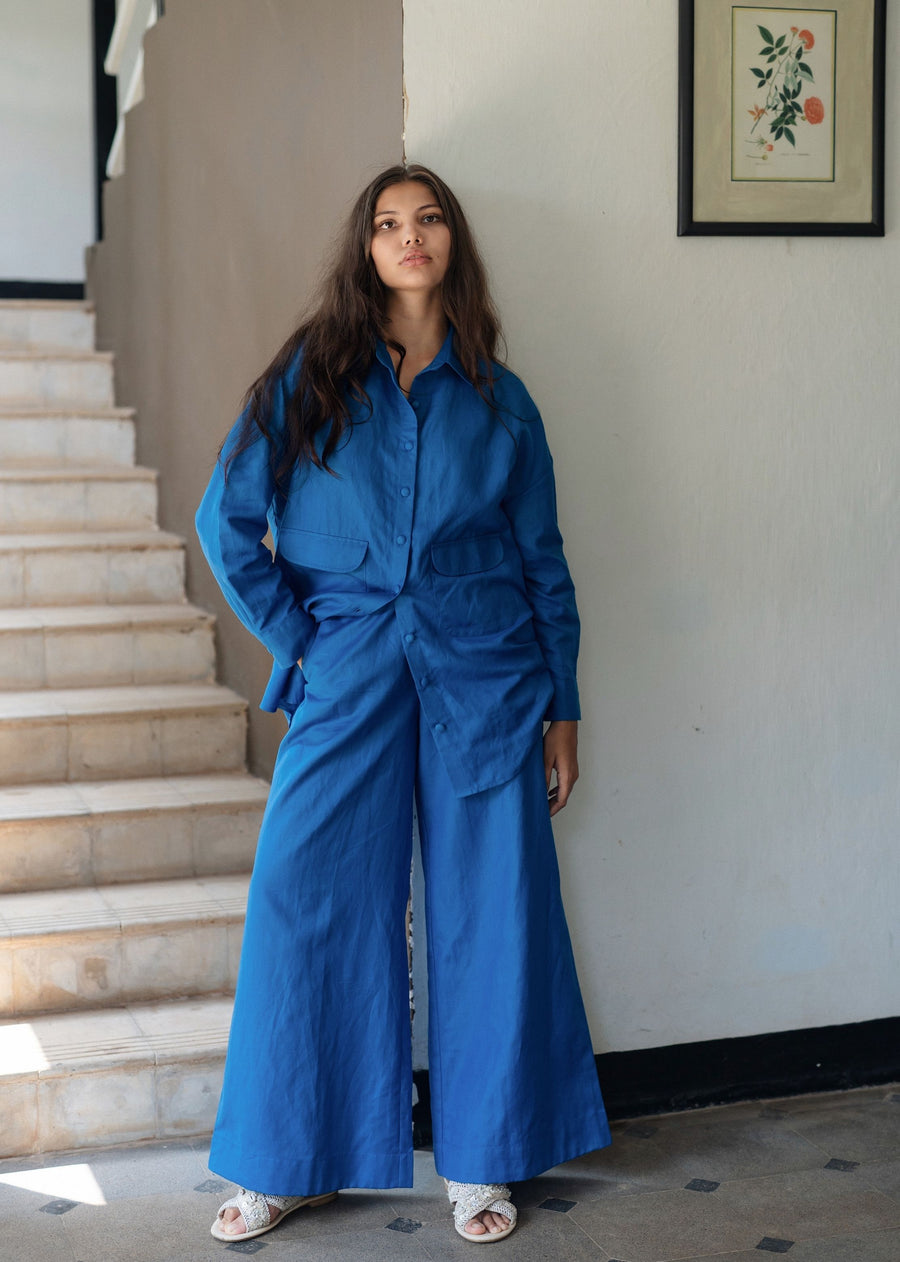 Blue Korea Shirt Co-ord Set- RA/SS/47