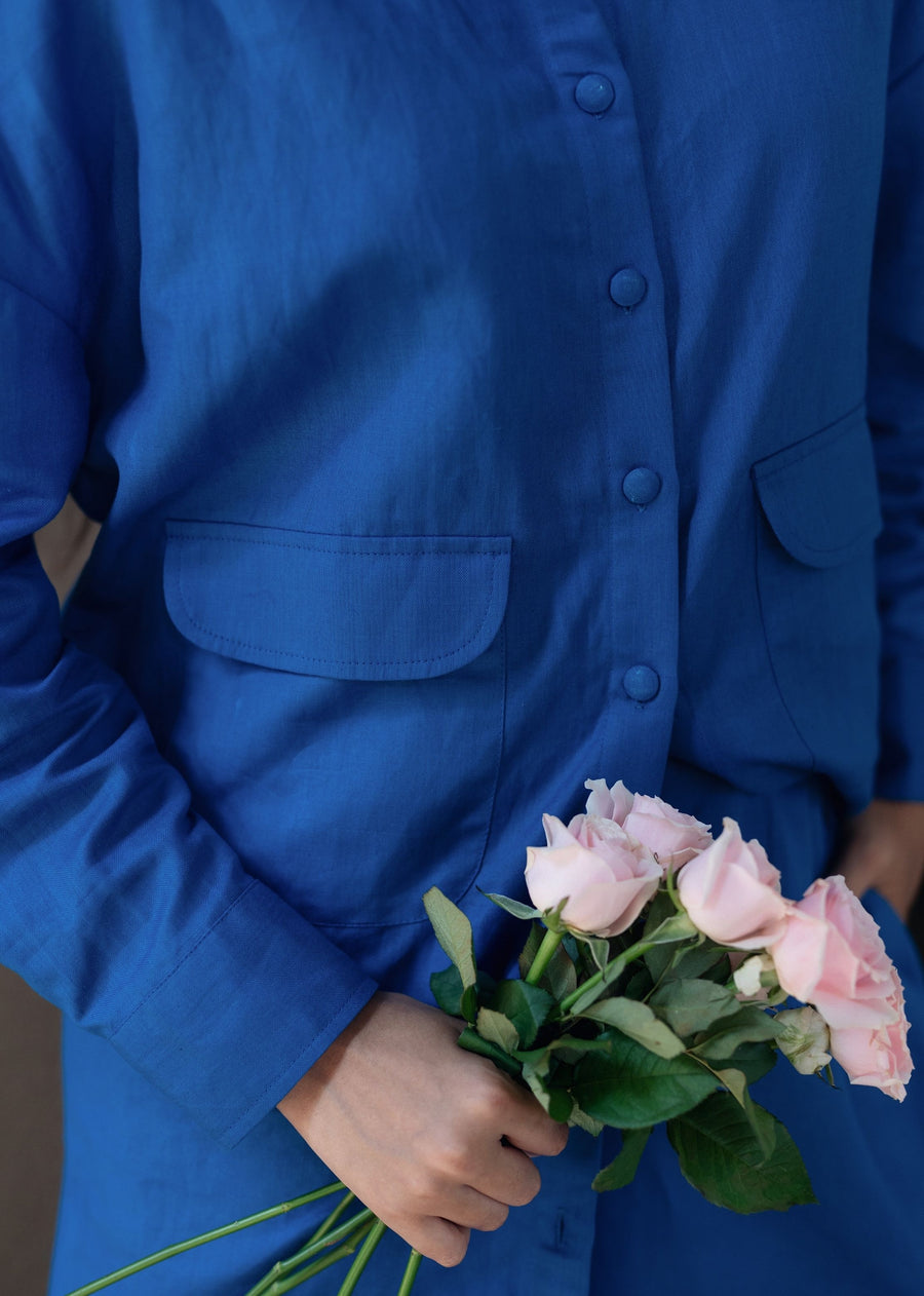 Blue Korea Shirt Co-ord Set- RA/SS/47