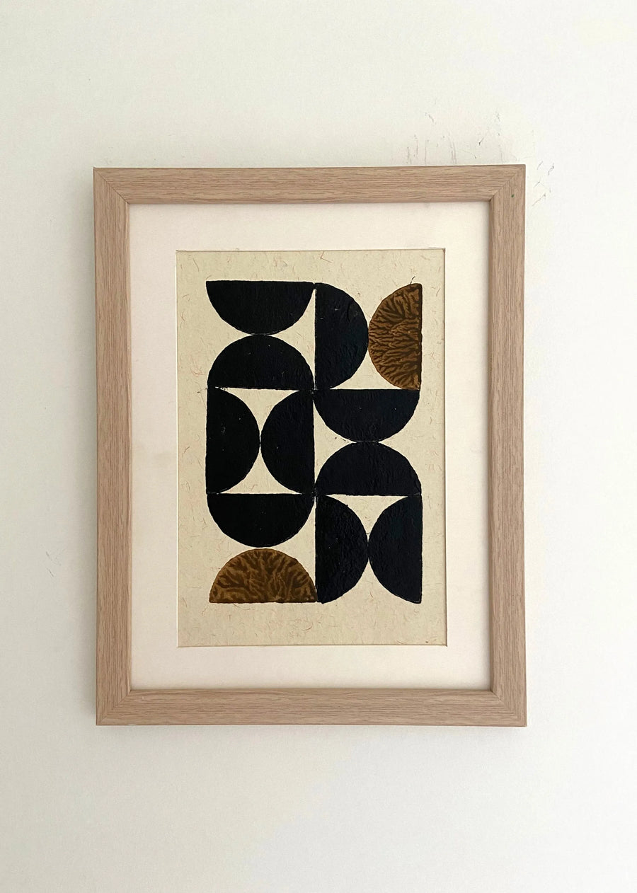 Wall Frame- Handblock Printed Artwork On Handmade Paper- 10" X 13"- The Forming