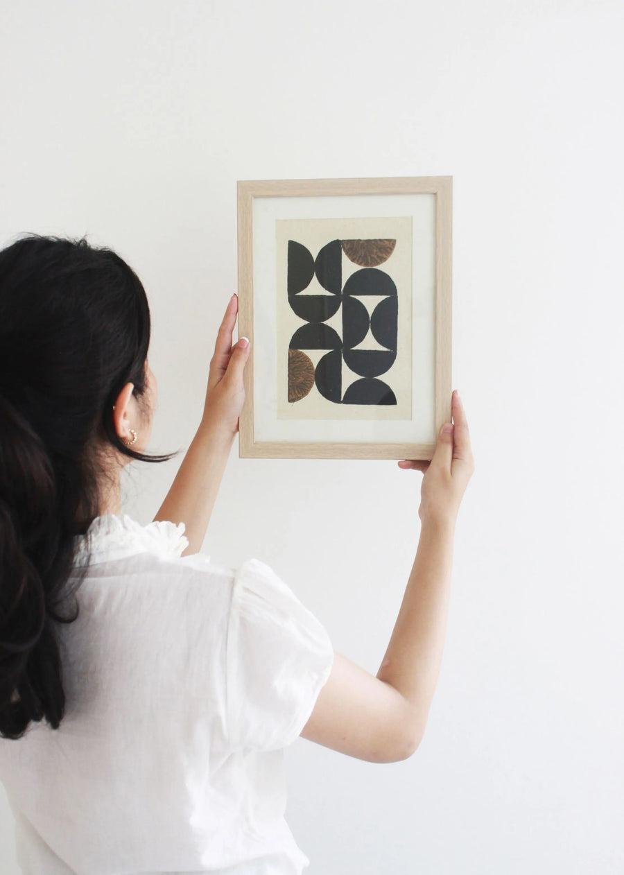 Wall Frame- Handblock Printed Artwork On Handmade Paper- 10" X 13"- The Forming