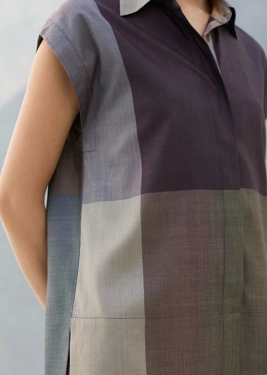 Aana Cap-Sleeve Eri Silk Shirt - Taupe Grey