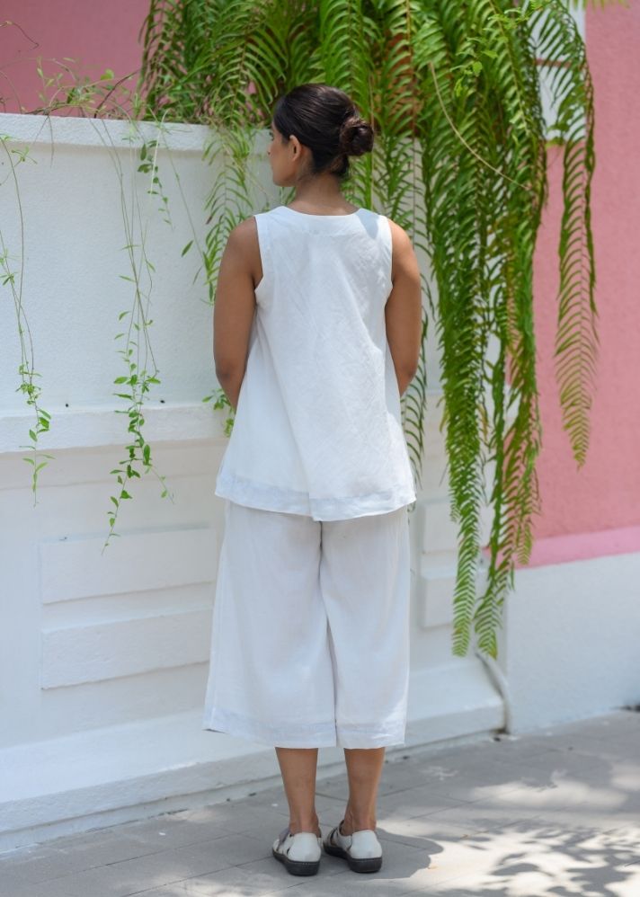 A Model Wearing White Pure Cotton Carolina Set, curated by Only Ethikal