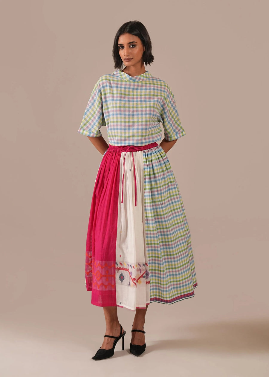 A Model Wearing Multicolor Pure Cotton Petal Mist Co-Ord Set, curated by Only Ethikal