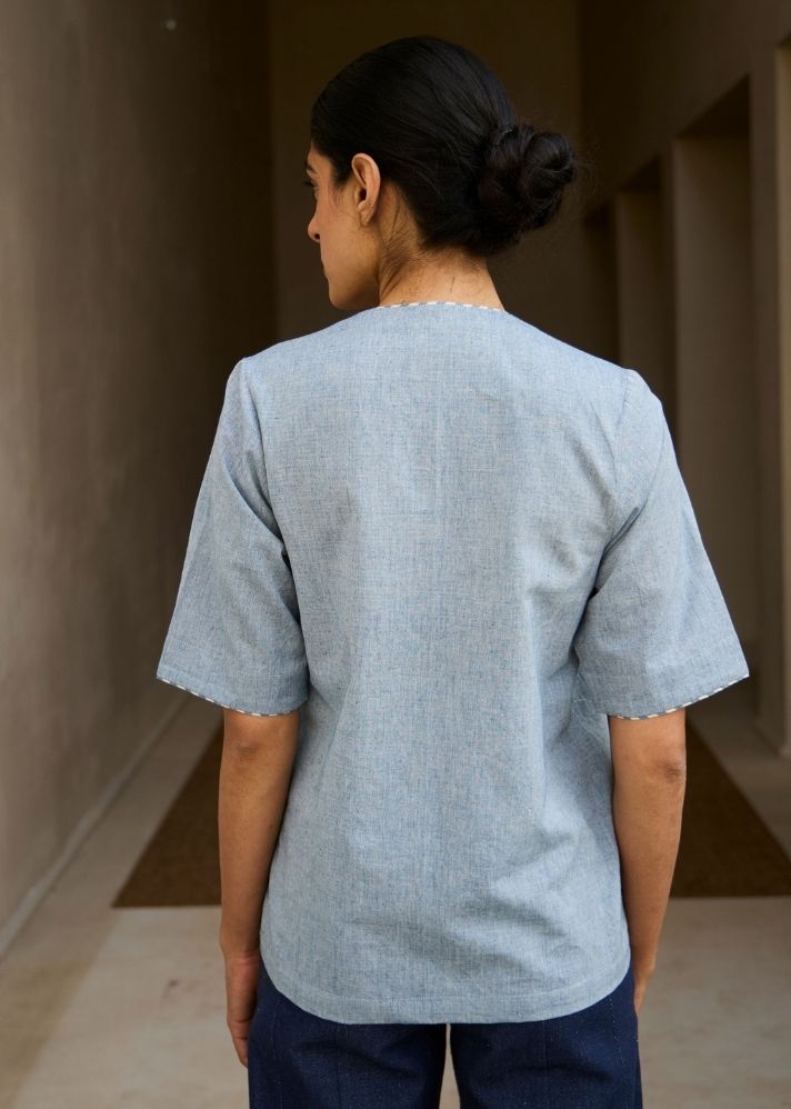 Polina Handwoven Blue Top
