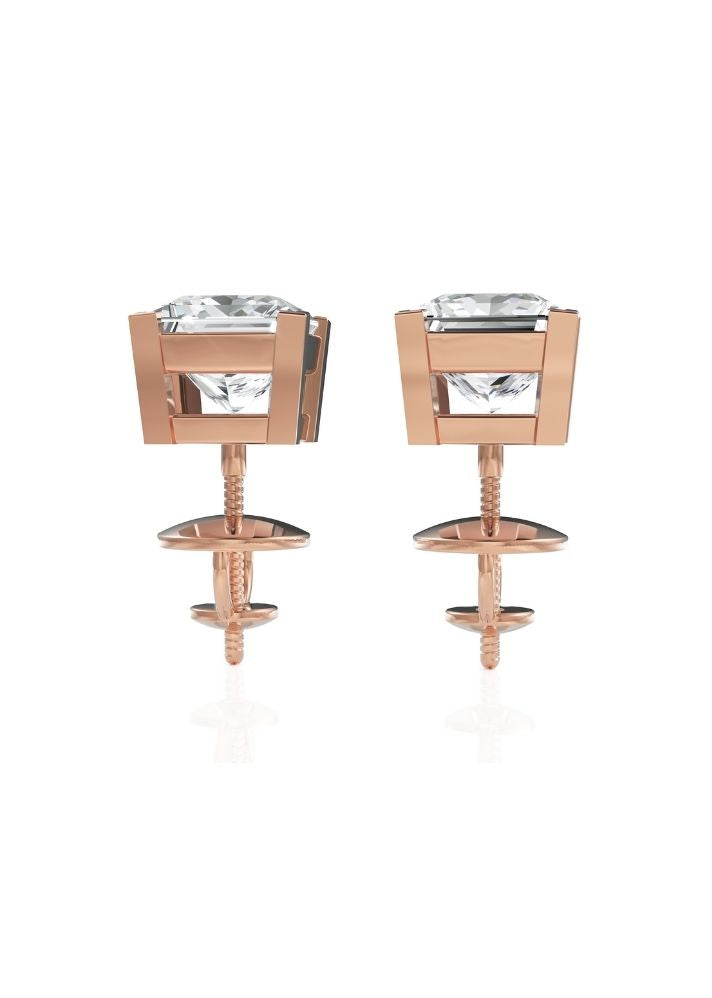 Product image of Yellow Gold, White Gold, Rose Gold 18K gold set with Etically Lab Grown Diamonds Square Solitaire Earrings, curated by Only Ethikal