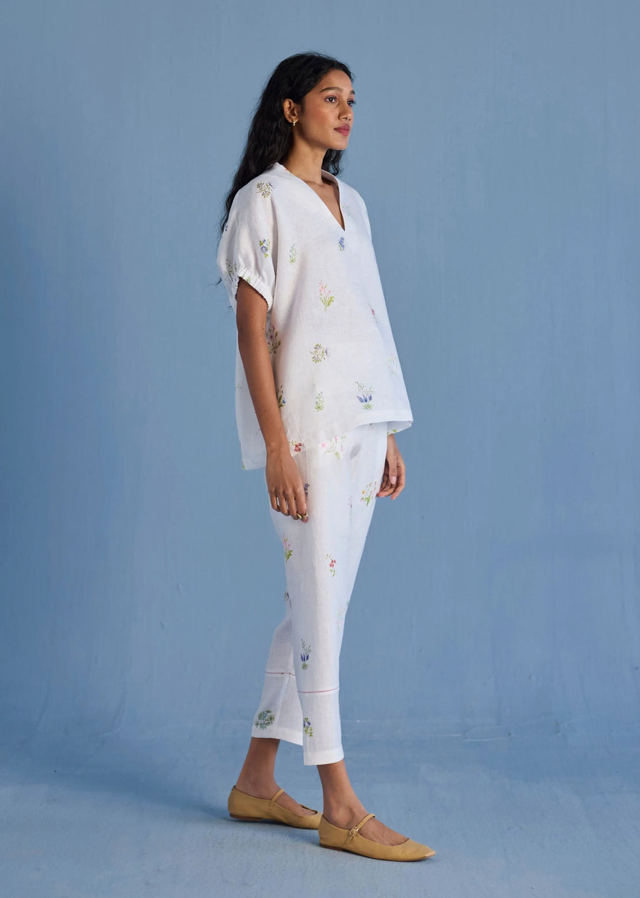 Mihen Elasticated Sleeve Co-Ord Set-White