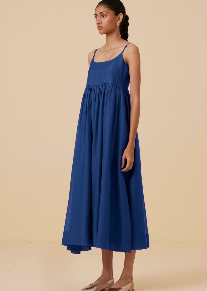 Hamza Royal Blue Sleeveless Midi Dress