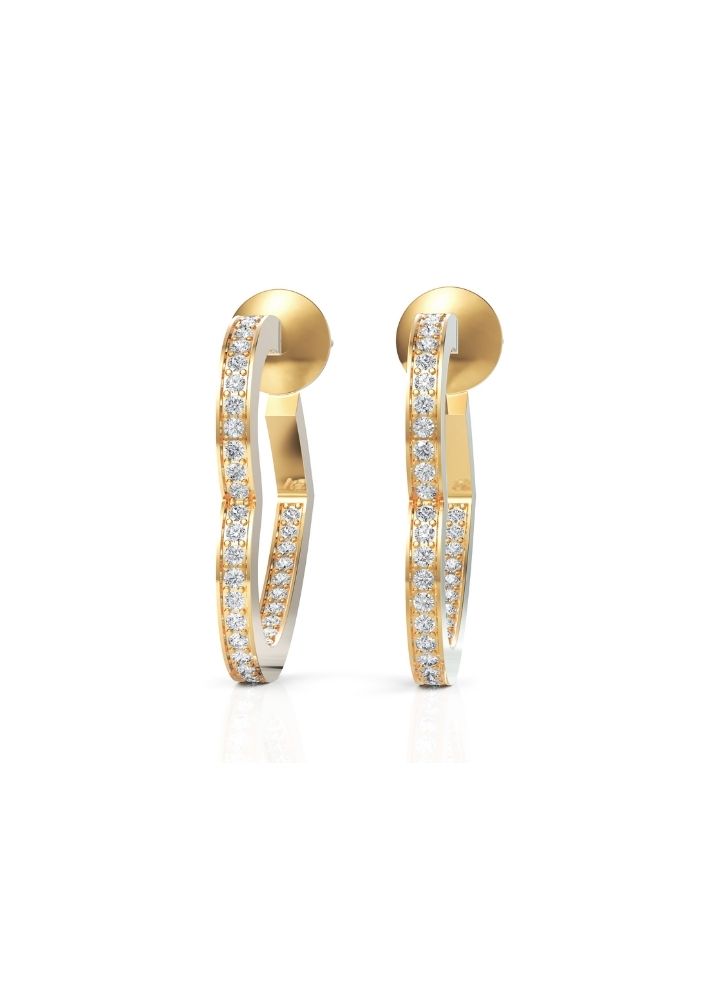 Product image of Yellow Gold, White Gold, Rose Gold 18K gold set with Etically Lab Grown Diamonds Heart Loop Earrings, curated by Only Ethikal