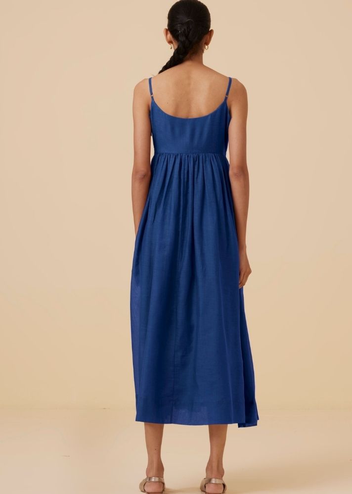 Hamza Royal Blue Sleeveless Midi Dress