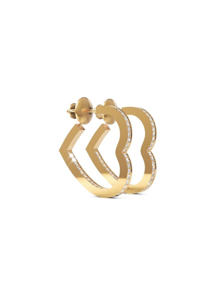 Product image of Yellow Gold, White Gold, Rose Gold 18K gold set with Etically Lab Grown Diamonds Heart Loop Earrings, curated by Only Ethikal