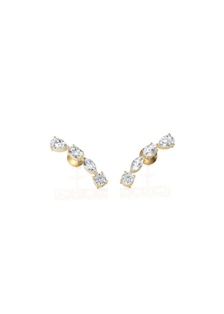 Product image of Yellow Gold, White Gold, Rose Gold 18K gold set with Etically Lab Grown Diamonds Celestial Earrings, curated by Only Ethikal