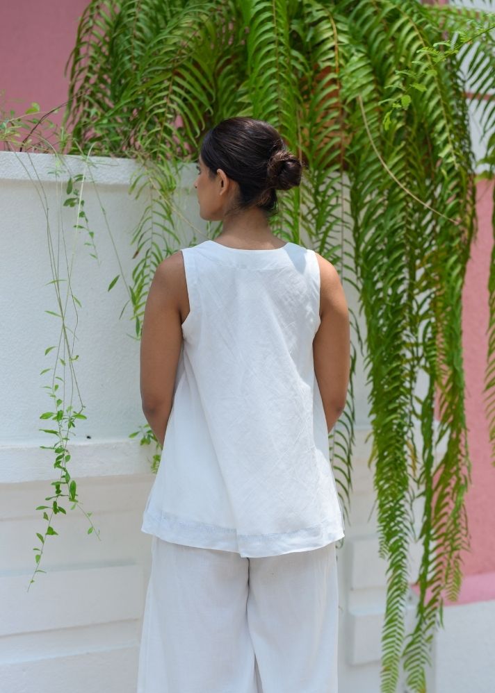 A Model Wearing White Pure Cotton Carolina Top, curated by Only Ethikal