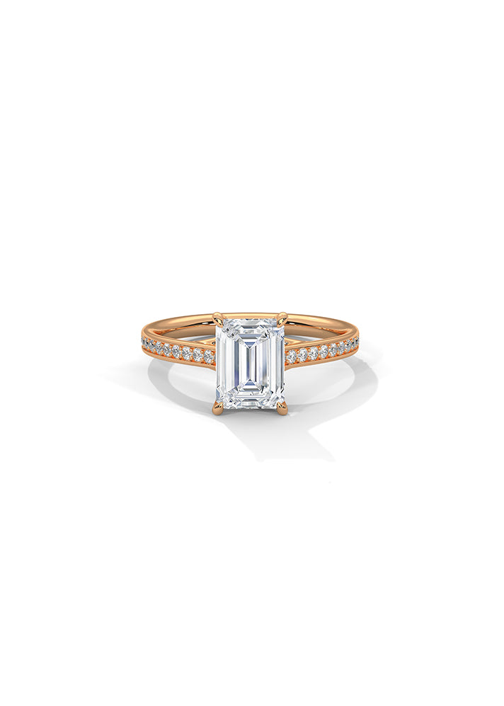 Radiant Cut Solitaire Ring With 26 Diamonds-Cat0112