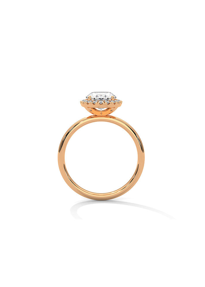 Oval Cut Solitaire Ring With 20 Diamonds-Cat0174