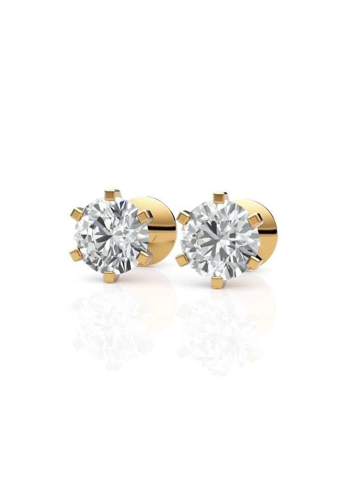 Product image of Yellow Gold, White Gold, Rose Gold 18K gold set with Etically Lab Grown Diamonds Round Solitaire Earrings, curated by Only Ethikal