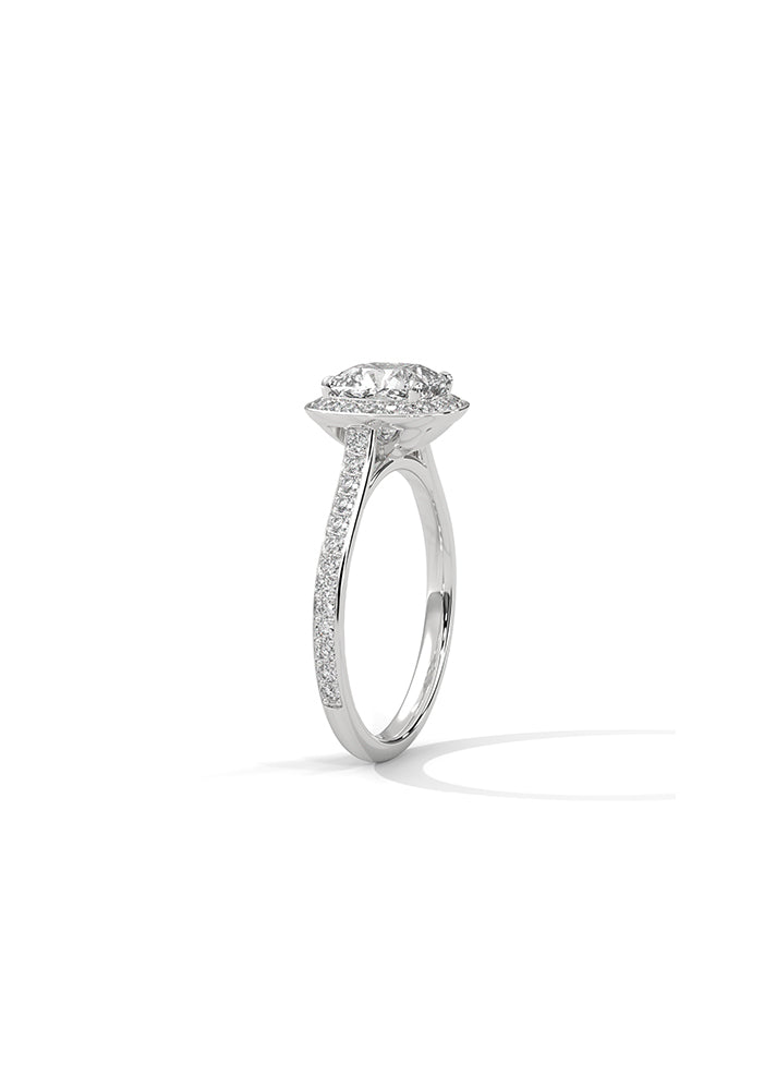 Cushion Cut Solitaire Ring With 46 Diamonds-Cat0167